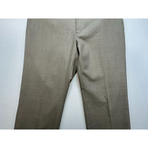 Calvin Klein Mens Dress Pants Size 40Wx30L Taupe Flat Front Formal Straight Leg - Picture 5 of 13